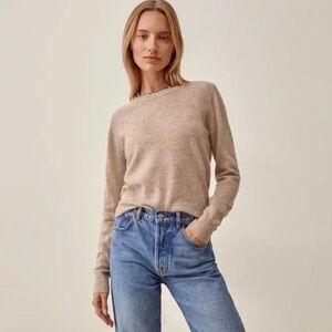 Reformation Dana Cashmere Crew Sweater Beige NWOT